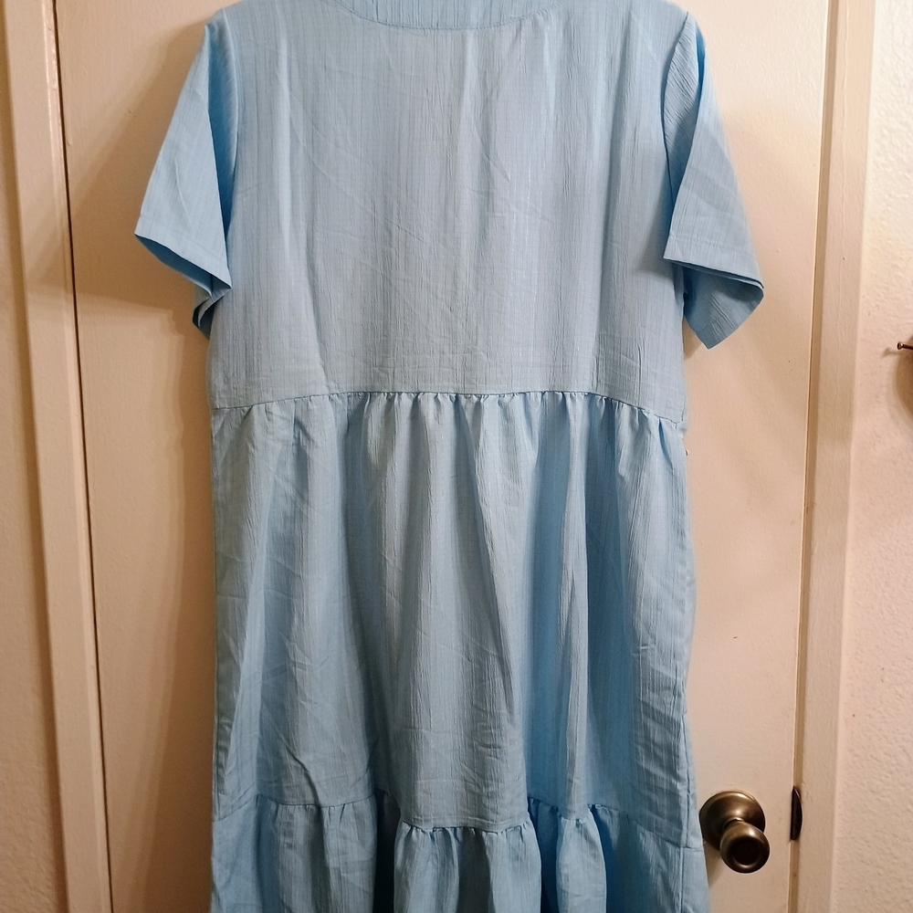 Light Blue V-Neck Dress XL - Picture 2 of 4